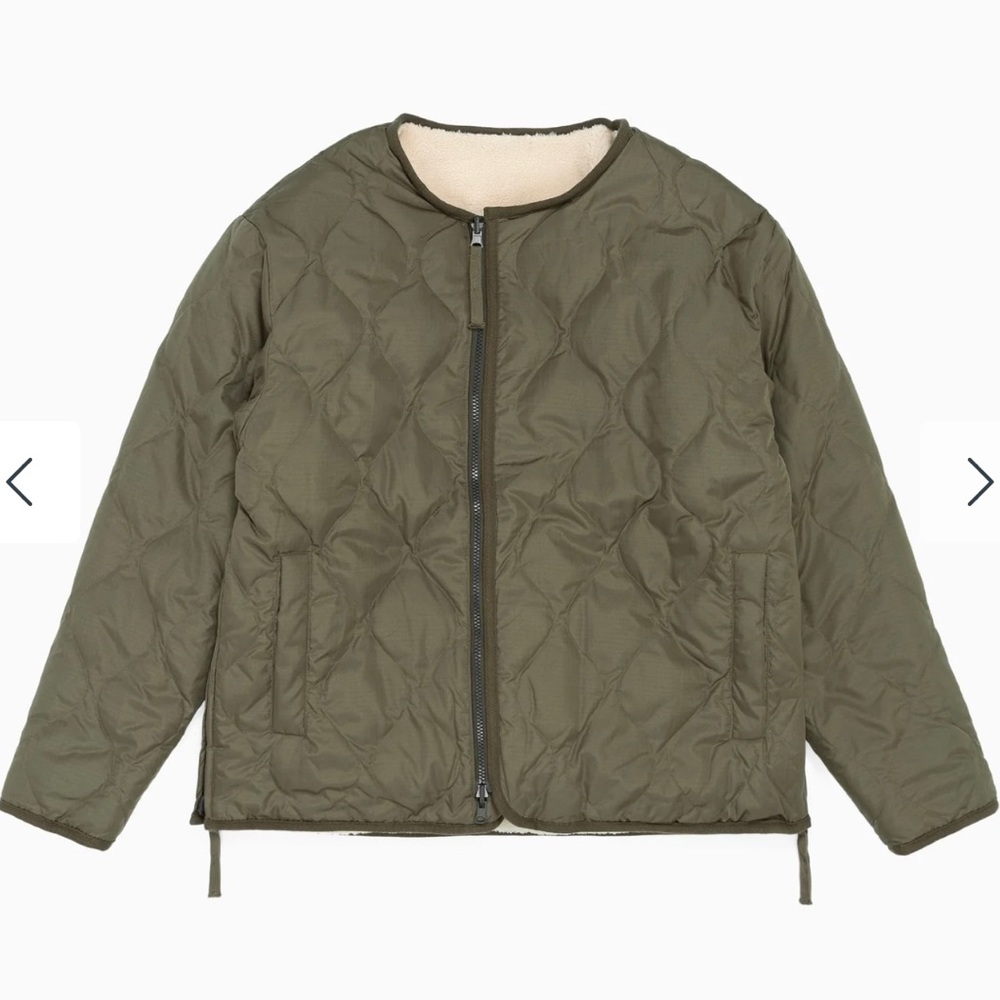 TAION Military quilted Reversible Down Jacket Dark Olive & Cream size S